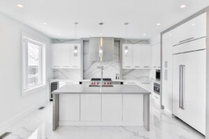 white wooden kitchen cabinet with mirror